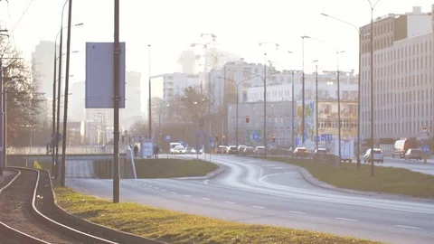 Morining traffic during quarantene, almost empty street. Vídeos de archivo 127702230