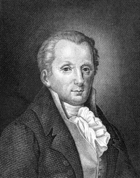 Moritz August von Thummel (1738-1817) on engraving from 1859. German humorist Stock Illustration