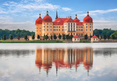 Moritzburg in Dresden with reflection Stock Photos