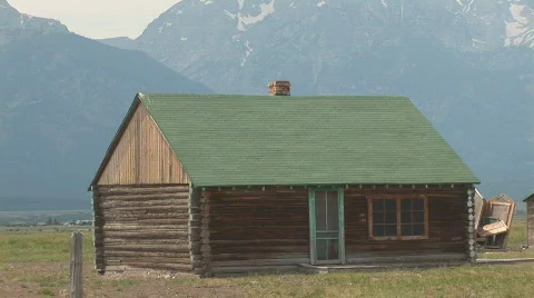 Mormon Row plus zoom out near Grand Teton National Park Stock Footage 82788