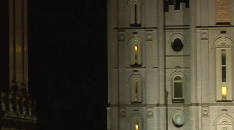 Mormon Temple Pan night Stock Footage 45500304