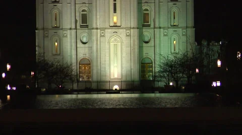 Mormon Temple tilt night Stock Footage 45500548