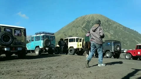 Morning activity on Mount Bromo Stock Footage 223659645