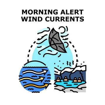 Morning alert wind currents climate weather prediction Stock Illustration