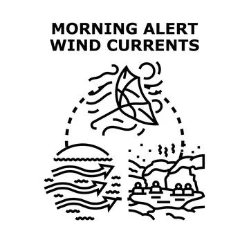 Morning alert wind currents climate weather prediction Stock Illustration