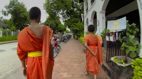 Morning alms giving ceremony 库存影片 62531653