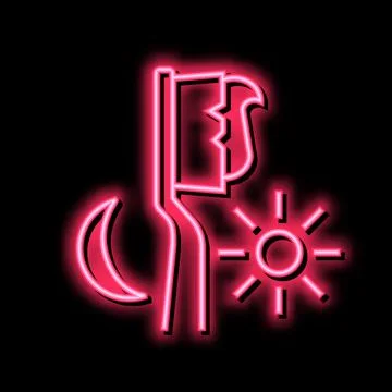 Morning and evening cleaning toothpaste and toothbrush neon light sign vector Stockillustratie