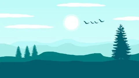 Morning Background with green gradient theme Stock Illustration