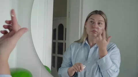 Morning Bathroom Routine With Makeup Primer For Job Interview Stock Footage 342667122
