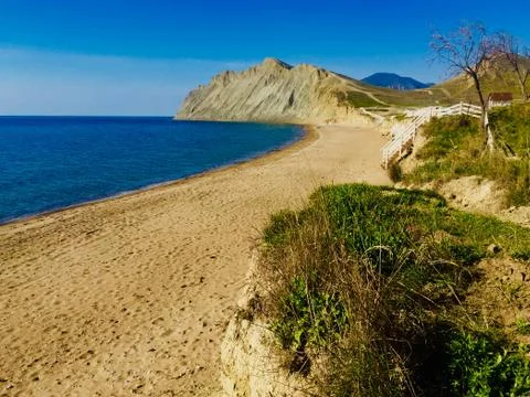 Morning beach on the Black Sea Stock Photos