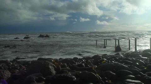 Morning Beach Stock Footage 55215978