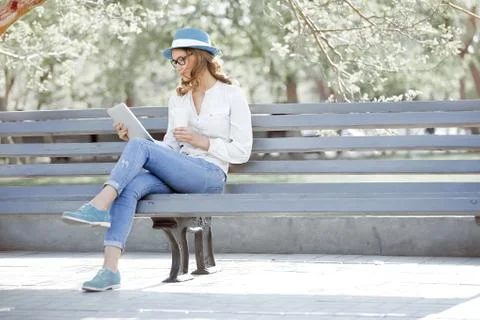 Morning bench. Stock Photos