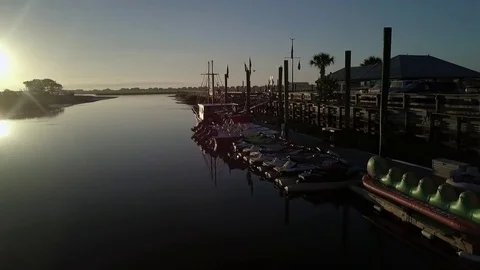 Morning Boat Dock Stock Footage