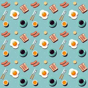 Morning breakfast seamless pattern design Stock Illustration
