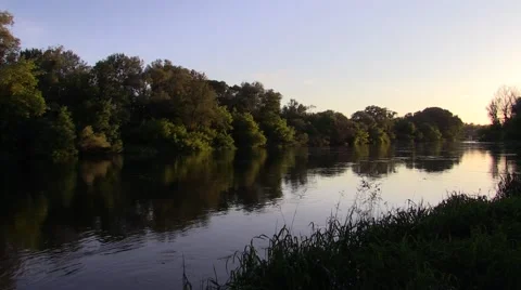 Morning Bug River - the border between the USSR and Poland Video stock 60374811
