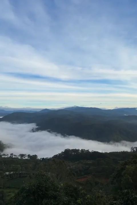 Morning Clouds Floating Above Rolling Mountain Ranges Stock Footage 321180911