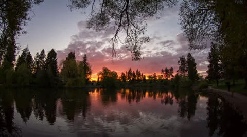 Morning Clouds Reflection Stock Footage 24974613