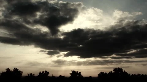 Morning Clouds with sun rays Stock Footage 2923747