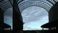 Morning clouds through Glass Archway Timelapse HD Footage