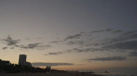 Morning Clouds Time Lapse Building Pier 스톡 동영상 49876438
