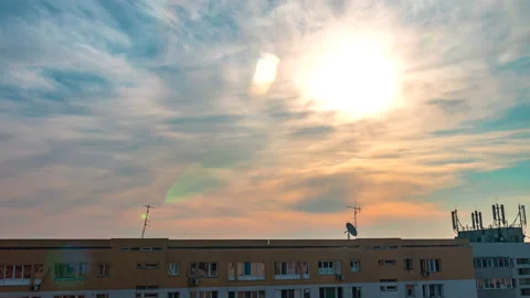 Morning clouds time lapse, hyper lapse of a city scape 動画素材 151207090
