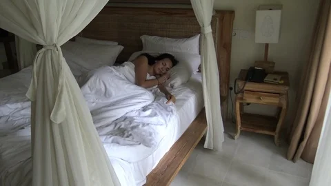 Morning coffee in bed Stock Footage 86768443
