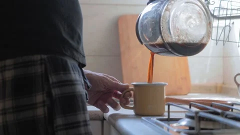 Morning coffee in the kitchen Stock Footage 132984102