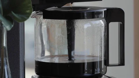 Morning Coffee Time Lapse - Coffee Maker Brewing Closeup Stock Footage 129443773