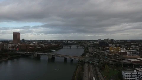 Morning Commute on Tangled Freeway System in Portland Oregon Video stock 86525946