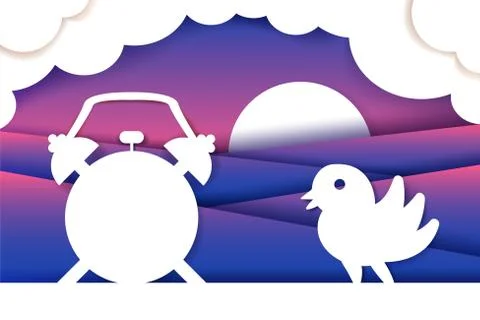 Morning composition paper cut Stock Illustration