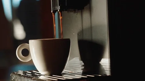 Morning espresso in ceramic cups Video stock 72140273