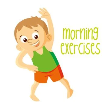 Morning exercises boy Stock Illustration