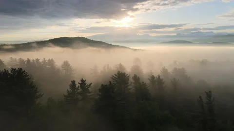 Morning fog in New England Amazing push in Stock Footage