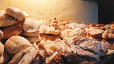 Morning freshly made bread Stock Footage