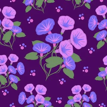 Morning glories, seamless pattern Stock Illustration