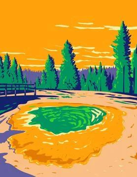 Morning Glory Pool a Hot Spring in the Yellowstone Upper Geyser Basin in Yell Illustrazione stock