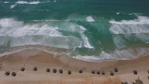 Morning hours empty beach slowmotion Stock Footage 90083788