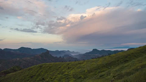 Morning hyperlapse over Tejeda, Gran Canaria Stock Footage 345725900