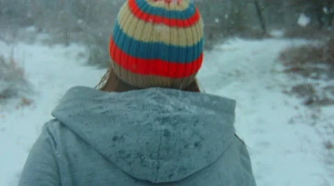 Morning jogging in the snow Stock Footage 59590685