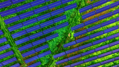 Morning light on geometric solar panel pattern, Bulgaria. Stock Footage 337203527