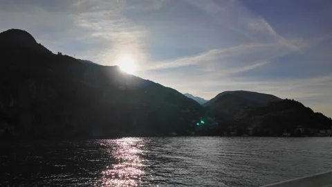 Morning light of Lake Como by ferry Stock Footage 318313569