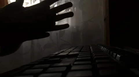 Morning man is typing on the keyboard Stock Footage 63786260