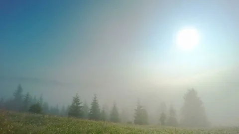 Morning Mist in Mountans. Stock Footage 70442407