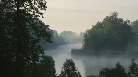 Morning mist on a river Video stock 72927329