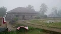 Morning mist in small indonesia mountain village with kids 4k or 4k+ Resolution