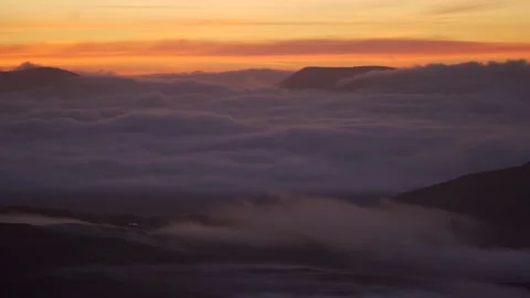 Morning mountain sunrise cloud inversion background view Vídeo Stock 171532216
