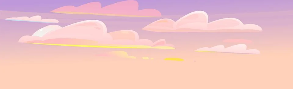 Morning or evening sky clouds vector. Illustration in cartoon style flat design Stock Illustration