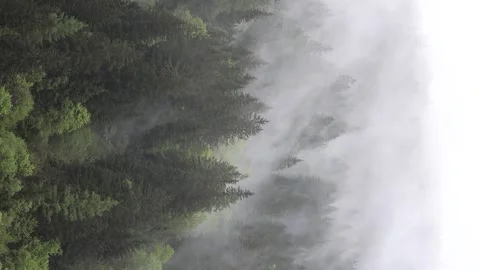 Morning rain clouds rolling over hill Stock Footage 277076546