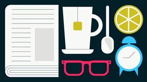 Morning Routine Flat Illustration Stock Illustration