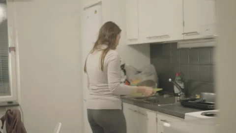 Morning Routine in the Kitchen Video stock 333449365